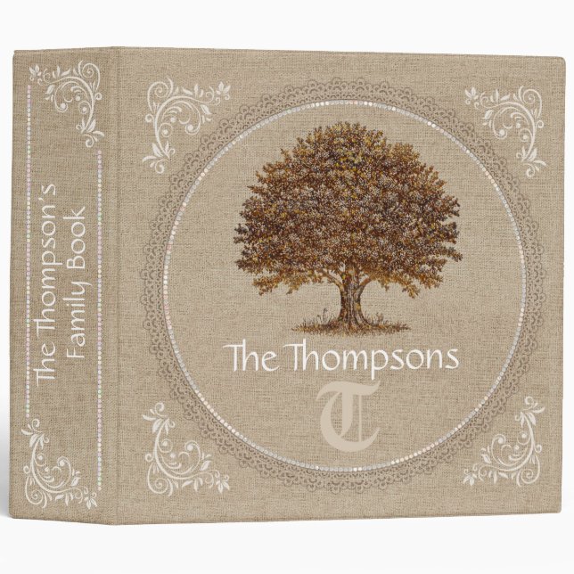 Classeur Cadeau mariage, arbre familial vintage Album de ma (Devant/Côté)