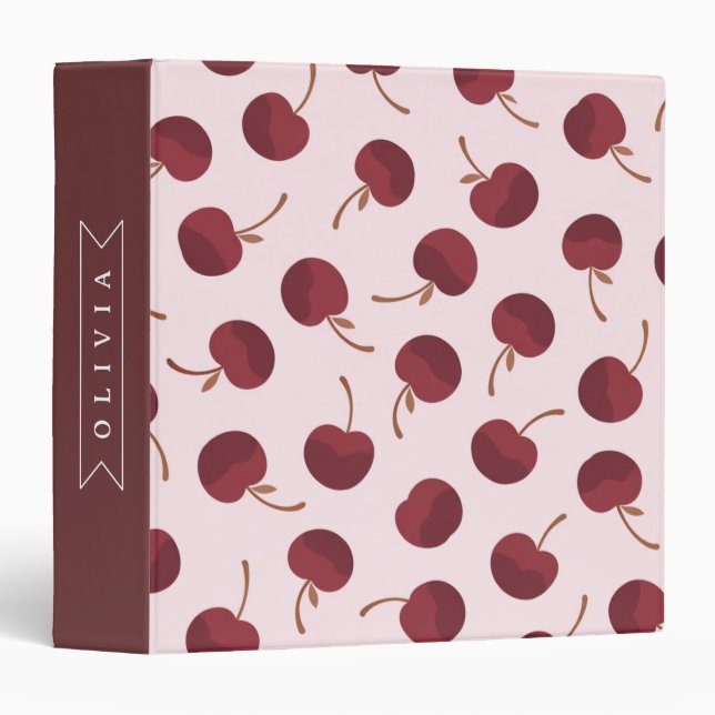 Classeur Cadeau Personnalisé avec Motif Cerise Esthétique (Devant/Côté)