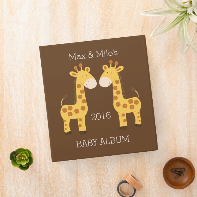 Classeur Cadeau pour Twins Cute Giraffe Animal (In Situ)