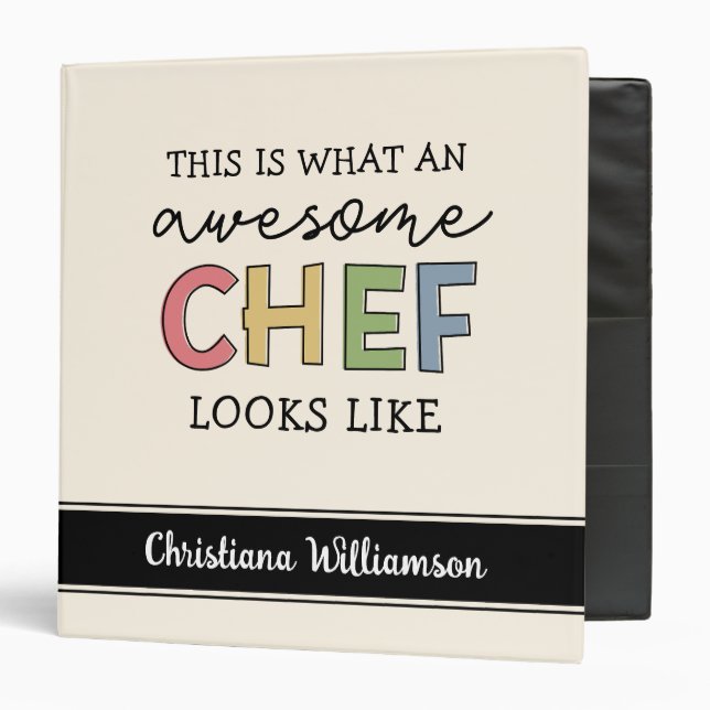 Classeur Cadeaux de chef sur mesure | Meilleur Chef Jamais  (Devant/Intérieur)