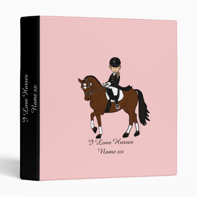 Classeur Cadeaux pour filles - J'aime les chevaux - cavalie (Devant/Côté)