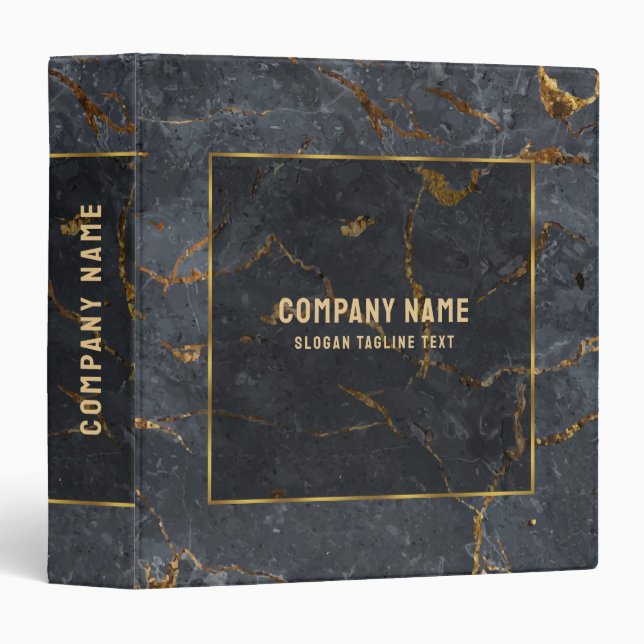 Classeur Cadre de luxe en marbre noir et or simple (Devant/Côté)