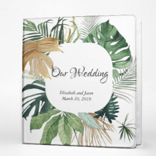 Classeur Cadre de mariage moderne aux feuilles tropicales b