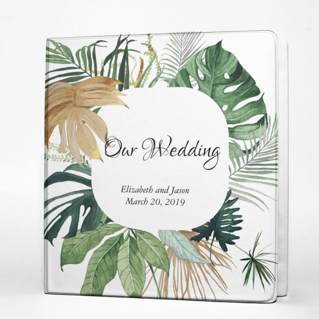 Classeur Cadre de mariage moderne aux feuilles tropicales b (Créateur téléchargé)