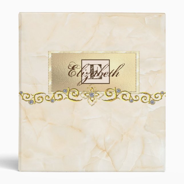 Classeur Cadre doré, diamants, marbre, monogramme (Devant)