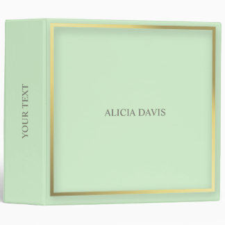 Classeur Cadre doré pastel vert simple