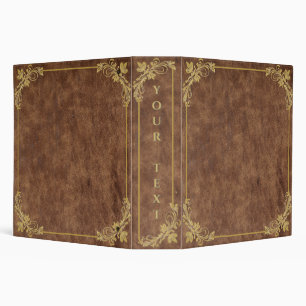 Classeur Cadre en cuir usé et or antique