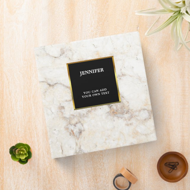 Classeur Cadre en marbre chic noir or personnalisé (In Situ)