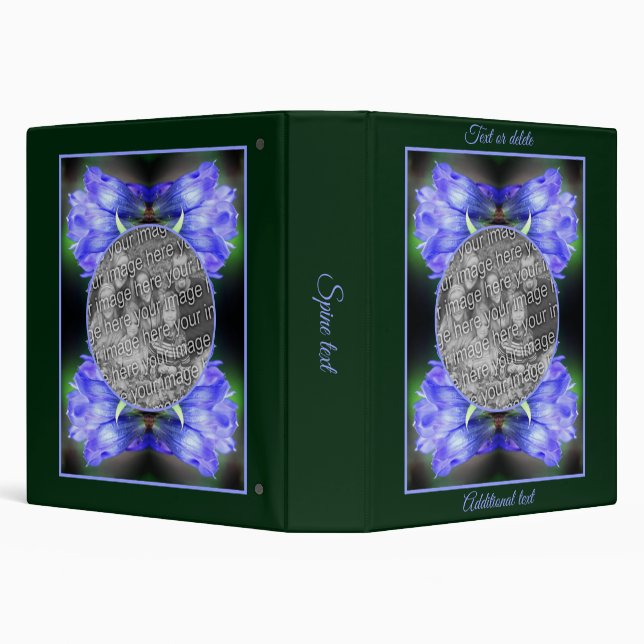Classeur Cadre Fleur Gentien Bleu Ajouter Votre Propre Phot (Arrière-plan)
