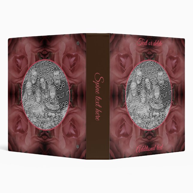 Classeur Cadre Fleur Rouge Rose Ajouter Votre Propre Photo (Arrière-plan)