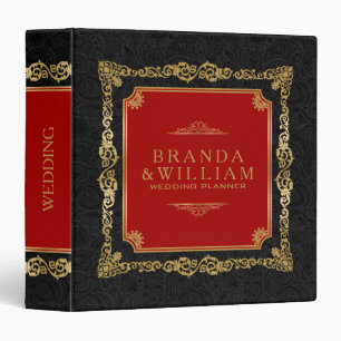 Classeur Cadre Noir Rouge Et Or Élégant