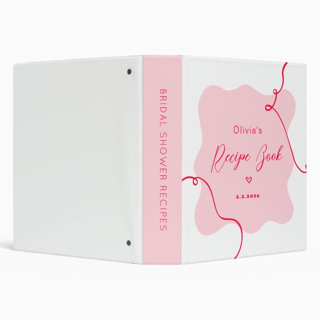 Classeur Cadre ondulé rose et rouge Retro Livre de recettes (Arrière-plan)