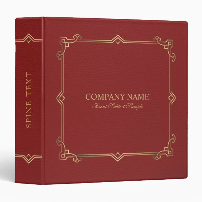 Classeur Cadre Or en Cuir Rouge (Devant/Côté)