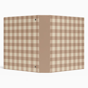 Classeur Café esthétique Beige et blanc En vichy Motif
