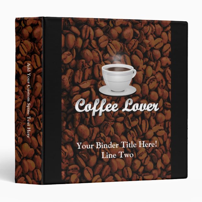 Classeur Café Lover, White Cup/haricots Brown (Devant/Côté)