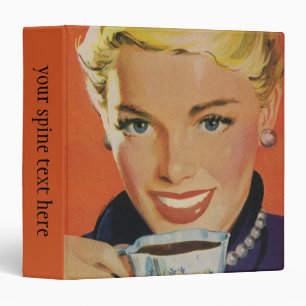 Classeur Café Vintage, Femme Heureuse avec Tasse de Café Ré