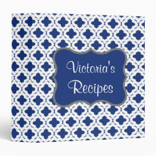Classeur Cahier de recettes de cuisine bleue en reliure cad