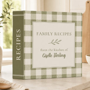 Classeur Cahier de recettes de famille à carreaux vert oliv