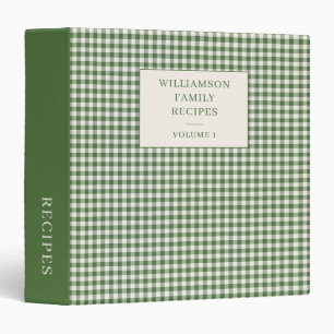 Classeur Cahier de recettes personnalisé à carreaux verts G