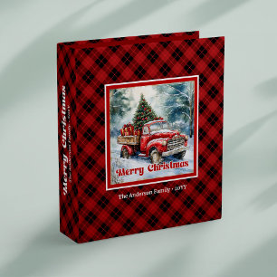 Classeur Cahier de reliure tartan rustique scène hivernale 