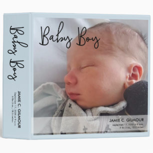 Classeur Cahier de souvenirs de bébé garçon bleu - Écriture