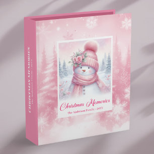 Classeur Cahier de souvenirs de Noël Bonhomme de neige Rose
