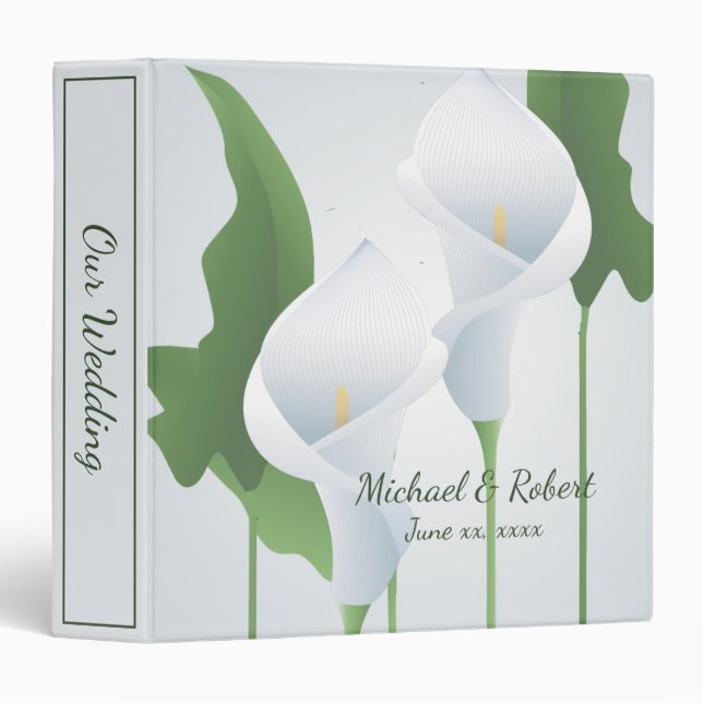 Classeur Calla Lily Mariage Floral Custom 1/2" (Devant/Côté)