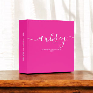 Classeur Calligraphie Minimaliste Rose Féminin