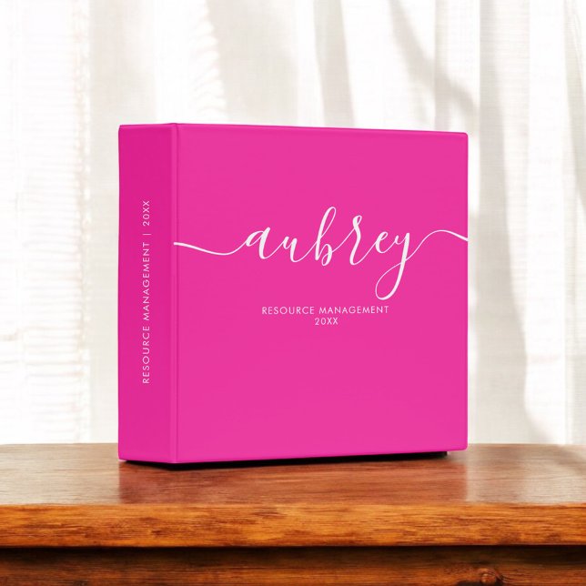 Classeur Calligraphie Minimaliste Rose Féminin (Créateur téléchargé)