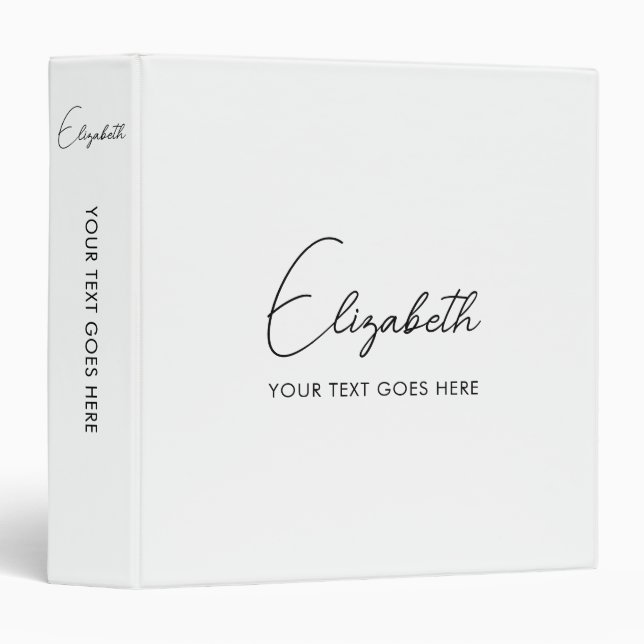 Classeur Calligraphie Nom Ajouter Logo Texte Ici Modèle (Devant/Côté)