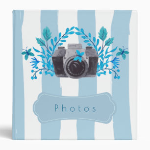 Classeur Caméra Avec Feuilles Bleus Azur Et Papillons