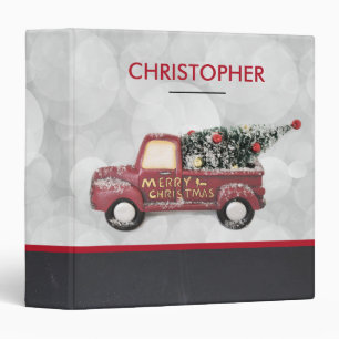 Classeur Camion Jouet Rouge vintage avec arbre de Noël