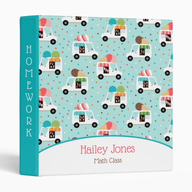 Classeur Camions à crème glacée Saupoudrant les filles Pers (Devant/Côté)