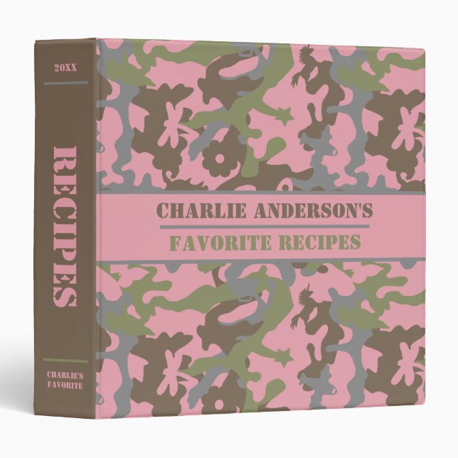 Classeur Camo amusant - Rose boisé - Recette (Devant/Côté)