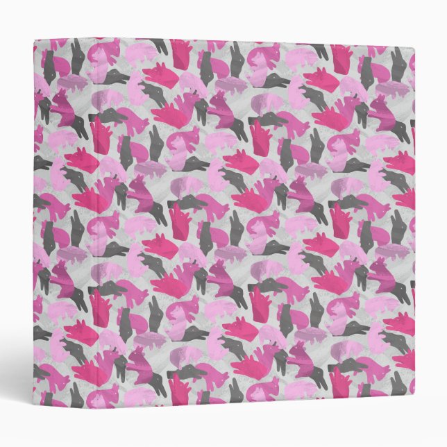 Classeur Camouflage animal Silhouette rose (Devant/Côté)