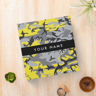 Classeur Camouflage jaune et gris Votre nom Personnalisez