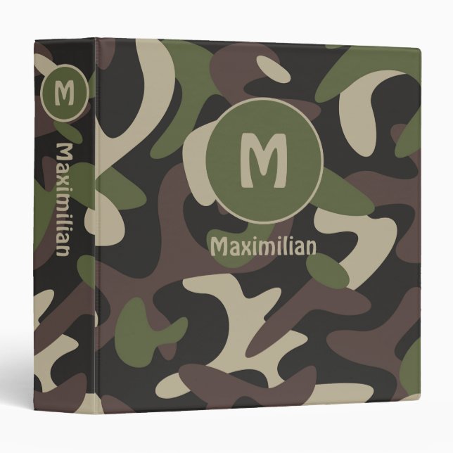Classeur Camouflage militaire Soldat Camo militaire Monogra (Devant/Côté)