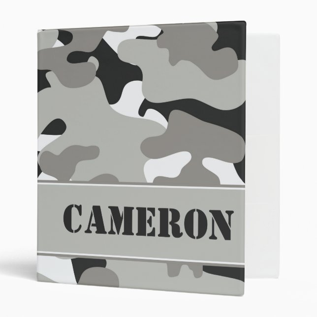 Classeur Camouflage noir et blanc (Camo) | personnalisé (Devant/intérieur)