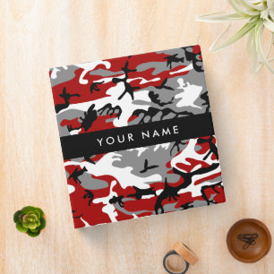 Classeur Camouflage rouge et gris Votre nom Personnaliser