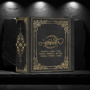 Classeur Cancer Zodiaque   Album Noir et Or Ornemental