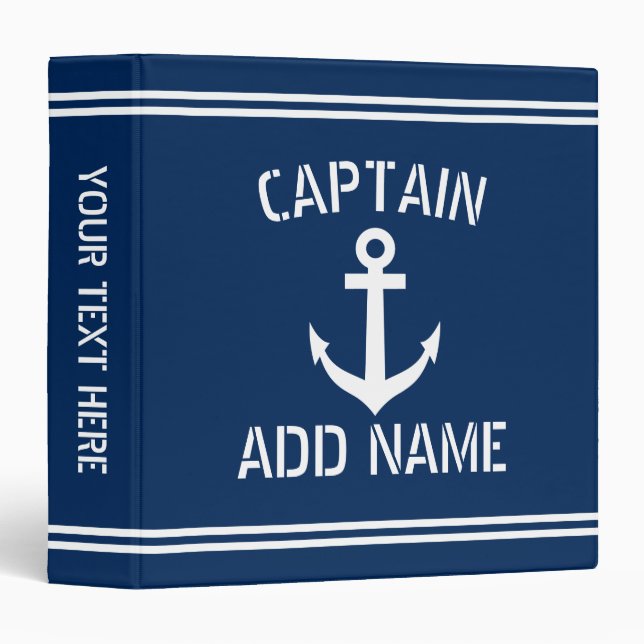 Classeur Capitaine de bateau marine bleu marine (Devant/Côté)