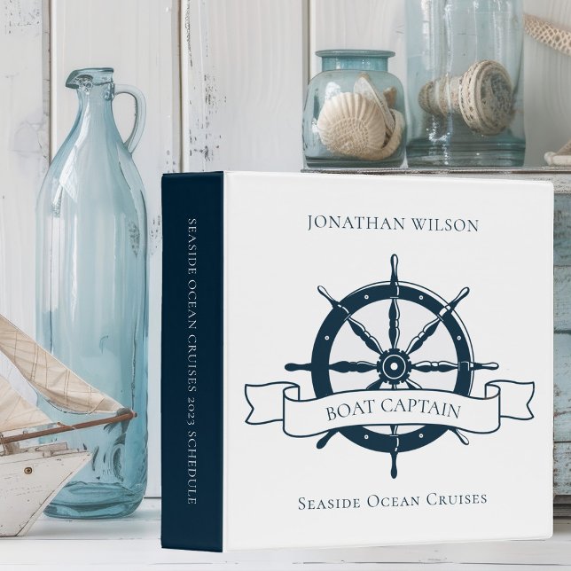 Classeur Capitaine de bateau personnalisé Roue nautique Cro (Créateur téléchargé)