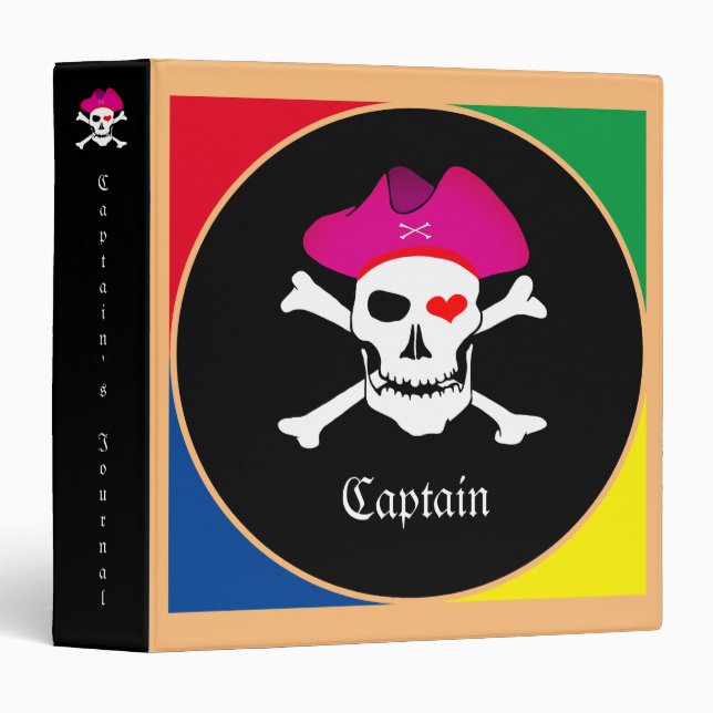 Classeur Capitaine "Grace" & Pirates - Île au trésor /Fille (Devant/Côté)