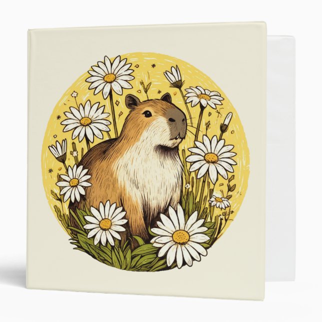 Classeur Capybara Daisy Fleurs Art Capybaras (Devant/Intérieur)