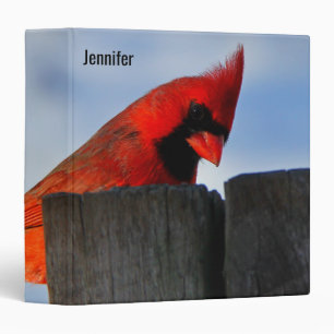 Classeur Cardinal rouge sur la souche en bois Personnalisé