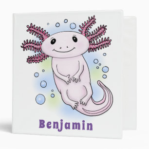 Classeur Caricature axolotl rose adorable