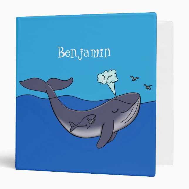 Classeur Caricature de baleine mignonne et de baleine de ve (Devant/Intérieur)