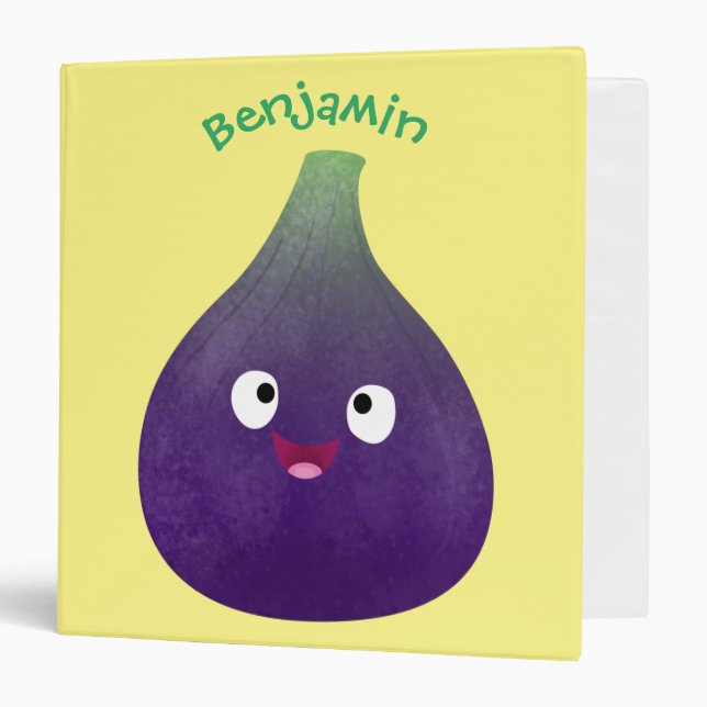 Classeur Caricature de fruits mauve joyeux aux figues (Devant/Intérieur)