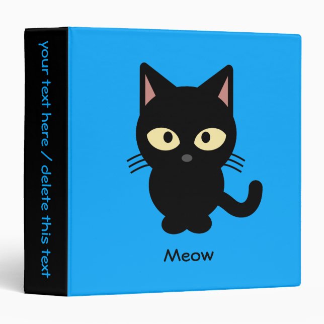 Classeur Caricature de miow en chat noir mignon (Devant/Côté)