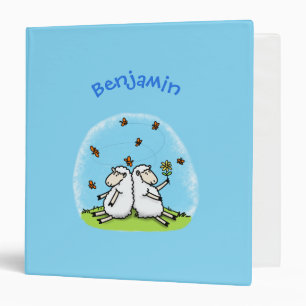 Classeur Caricature de moutons mignons amis et papillons